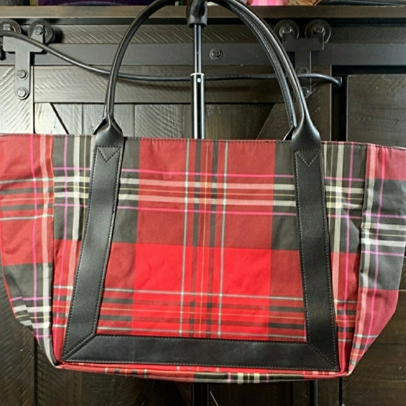 Victoria's Secret Red Plaid Tote Bag - Picture 5 of 6